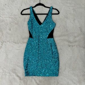 Bebe Blue Sequin Dress